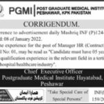 Jobs At Post Graduate Medical Institute Peshawar
