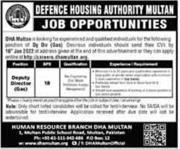 Jobs In DHA Multan 2022