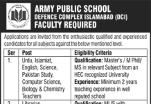 Jobs at Army Public School Islamabad