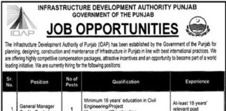 Jobs At Infrastructure Development Authority of Punjab