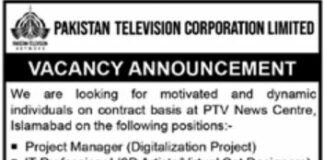Jobs in Pakistan Television Corporation Limited
