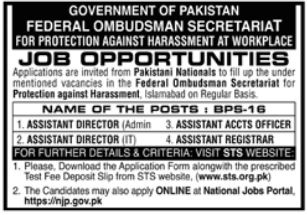 Jobs In Federal Ombudsman Secretariat