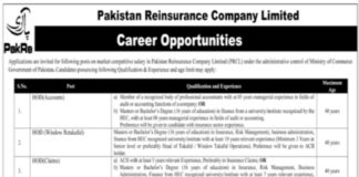 Pakistan Reinsurance Company Limited Jobs 2021