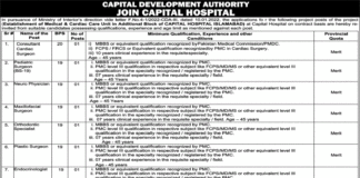 Capital Hospital Islamabad CDA Jobs 2022