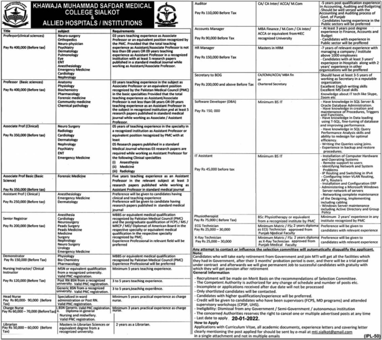 Jobs In Medical College Allied Institutions 2022