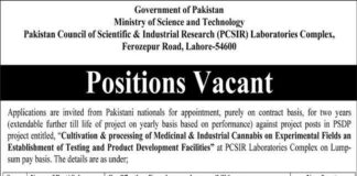 Vacancies Available at Pakistan Council of Scientific and Industrial Research Laboratories Complex