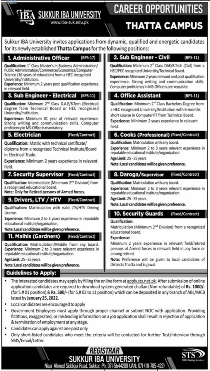 Jobs In Sukkur IBA University 