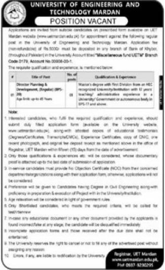 Jobs In University of Engineering And Technology 2022