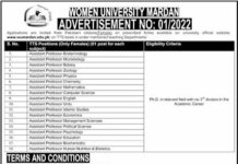 Jobs In Women University Mardan 2022