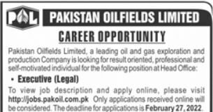 Career Opportunity At Pakistan Oil fields Limited Rawalpindi