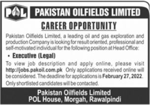 Career Opportunity At Pakistan Oil fields Limited Rawalpindi