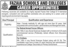 Jobs At Fazaia Schools And Colleges Islamabad