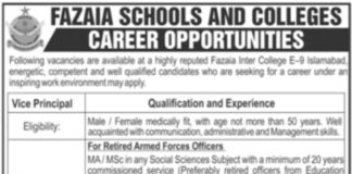 Jobs At Fazaia Schools And Colleges Islamabad