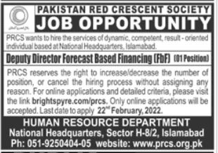 Jobs at Pakistan Red Crescent Society