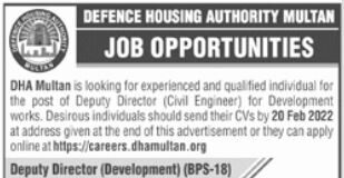 Job at Defence Housing Authority Multan