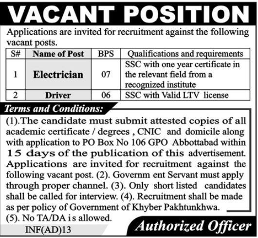 Jobs at Government Organization in KPK