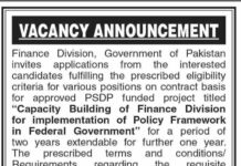Career Opportunities at Finance Division Government Of Pakistan