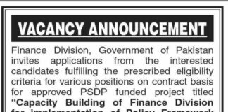 Career Opportunities at Finance Division Government Of Pakistan