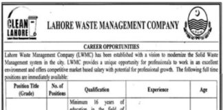 Career Opportunities at Lahore Waste Management Company