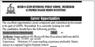 QDPS Wazirabad Jobs 2022