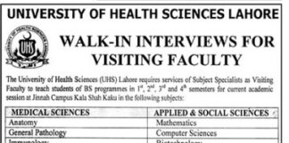 Visiting Faculty at University of Health Sciences Lahore