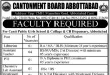 Cantt Public Girls School & College Abbottabad Jobs 2022