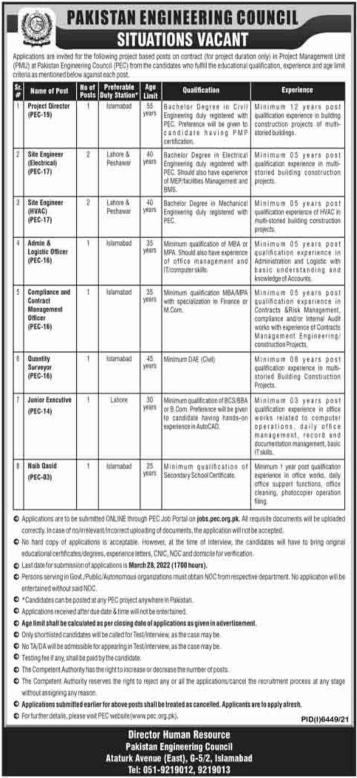 Jobs At Pakistan Engineering Council 2022 - Prepistan Jobs