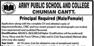 Faculty Jobs At Army Public School and College