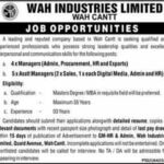 Jobs in Wah Industries Limited 2022