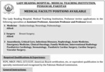 Faculty Positions At Medical Teaching Institution MTI Peshawar