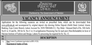 Career Opportunities at Pakistan Institute of Fashion and Design PIFD Lahore