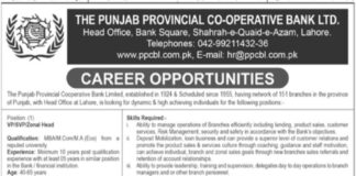 Jobs At Punjab Provincial Cooperative Bank Ltd PPCBL