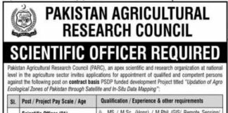 Jobs in Pakistan Agricultural Research Council PARC