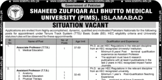 Career Opportunities At Shaheed Zulfiqar Ali Bhutto Medical University Islamabad