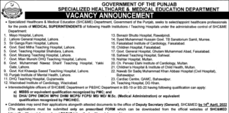 Jobs At Healthcare and Medical Education Department Lahore