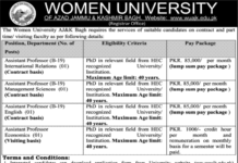 Jobs At Women University of Azad Jammu & Kashmir 2022