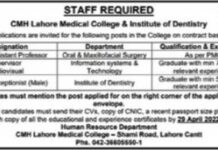 CMH Lahore Medical College and Institute Of Dentistry Jobs 2022