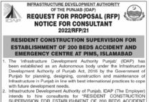 Consultancy Notice at Infrastructure Development Authority of Punjab