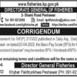Directorate General of Fisheries Peshawar Jobs 2022