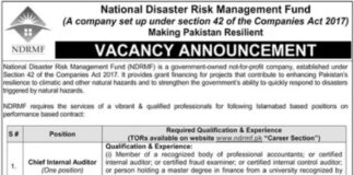 Jobs At National Disaster Risk Management Fund NDRMF Islamabad