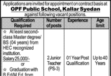 Teaching Jobs At OPF Public School Kallar