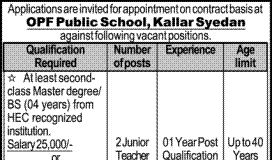 Teaching Jobs At OPF Public School Kallar