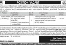 Jobs In Health Department Balochistan